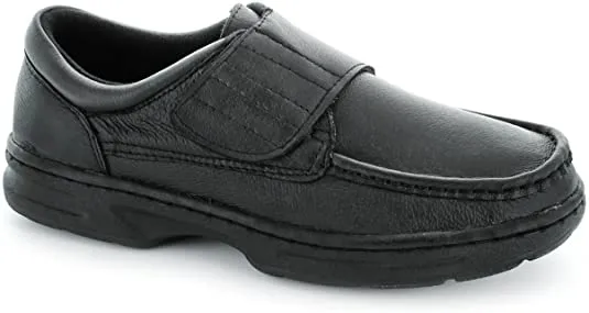 Mens leather Shoes Dr Keller Wide Fit Strap Soft Black M345A