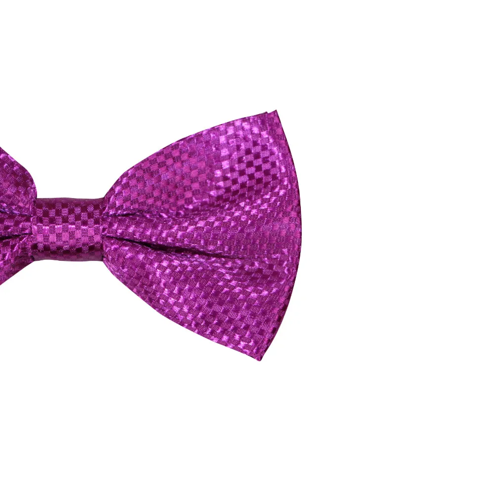 Mens Magenta Disco Shine Checkered Patterned Bow Tie