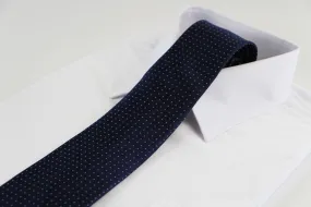 Mens Navy With White Mini Polka Dots Patterned 8cm Neck Tie