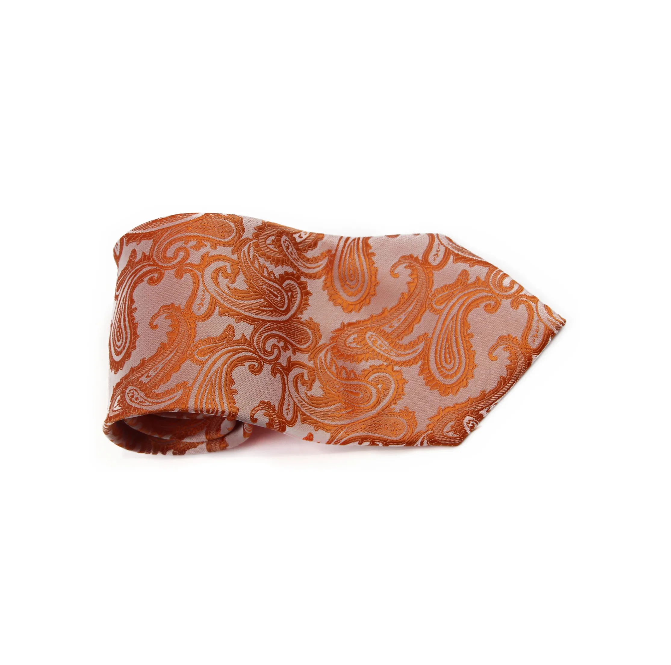 Mens Orange Paisley Patterned Neck Tie