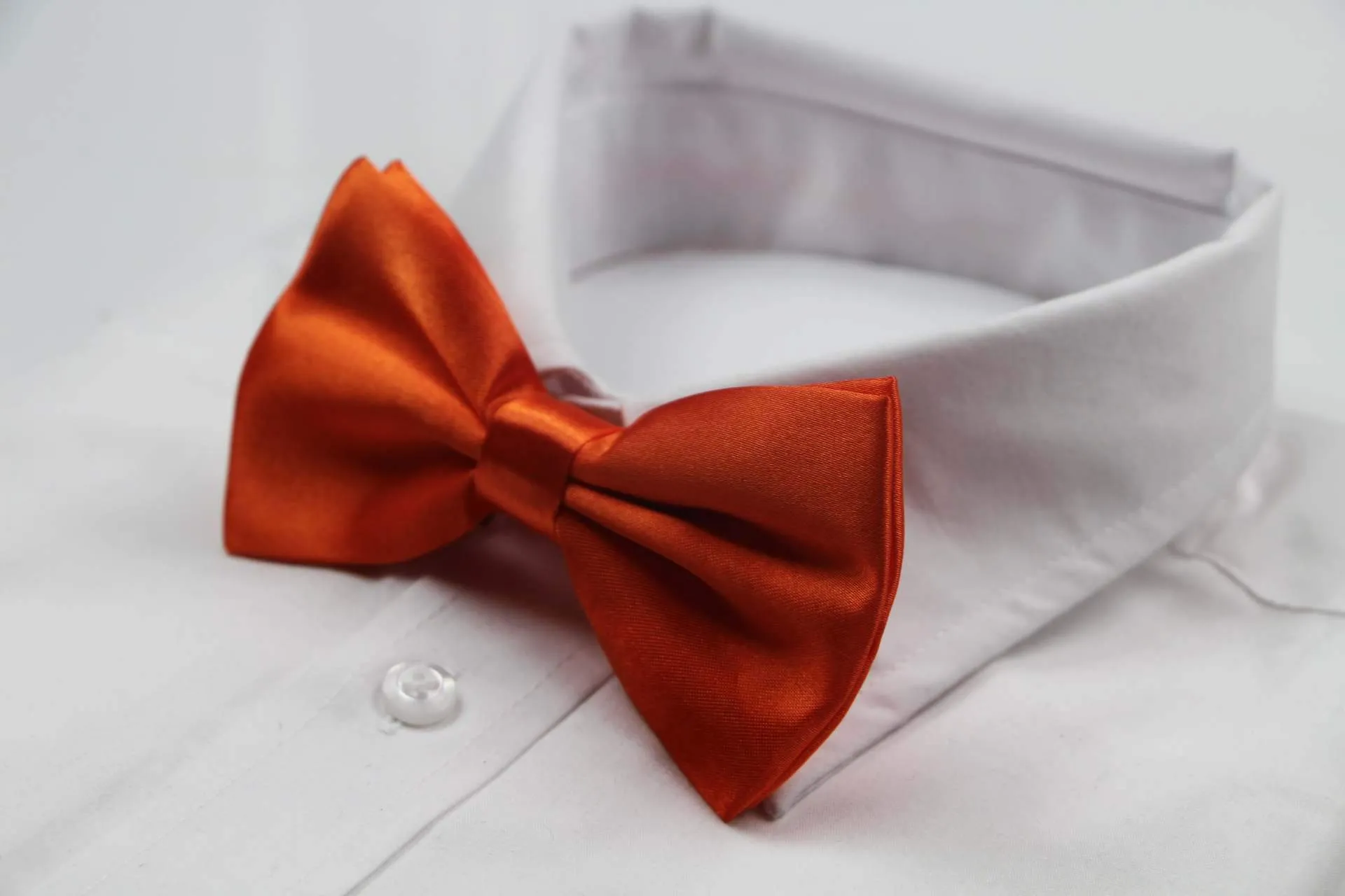 Mens Orange Solid Plain Colour Bow Tie