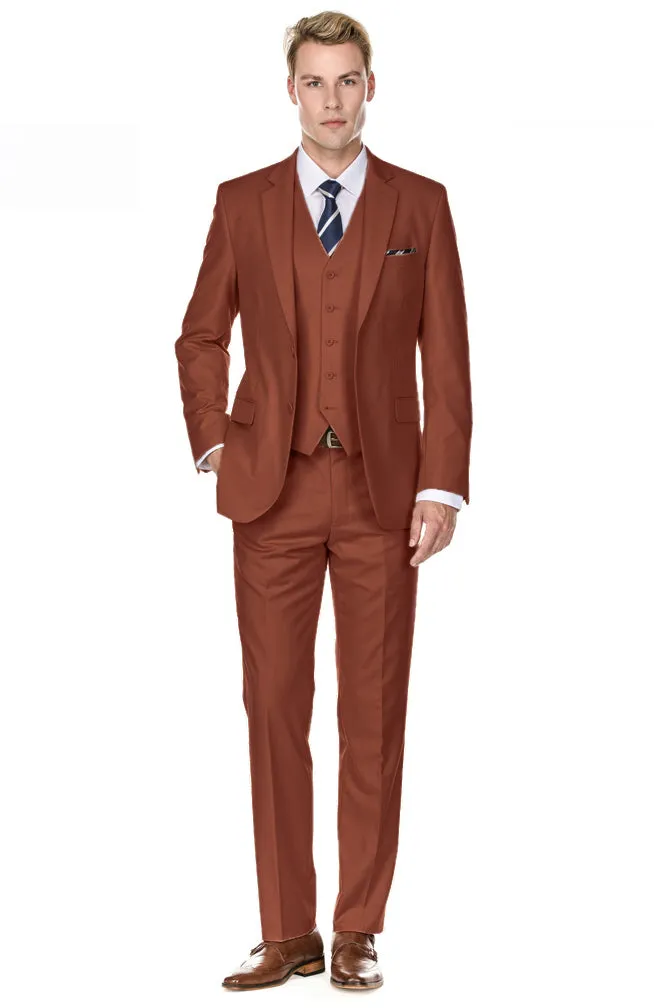 Men's Signature 3-Piece Slim Fit Suits (Lt Beige, Hunter Green, Copper)