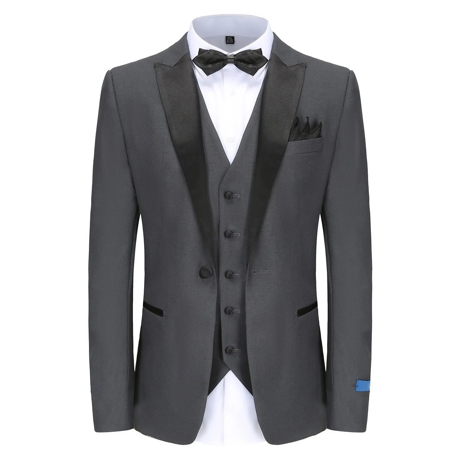 Men's Slim-Fit 3PC Satin Peak Lapel Tuxedo