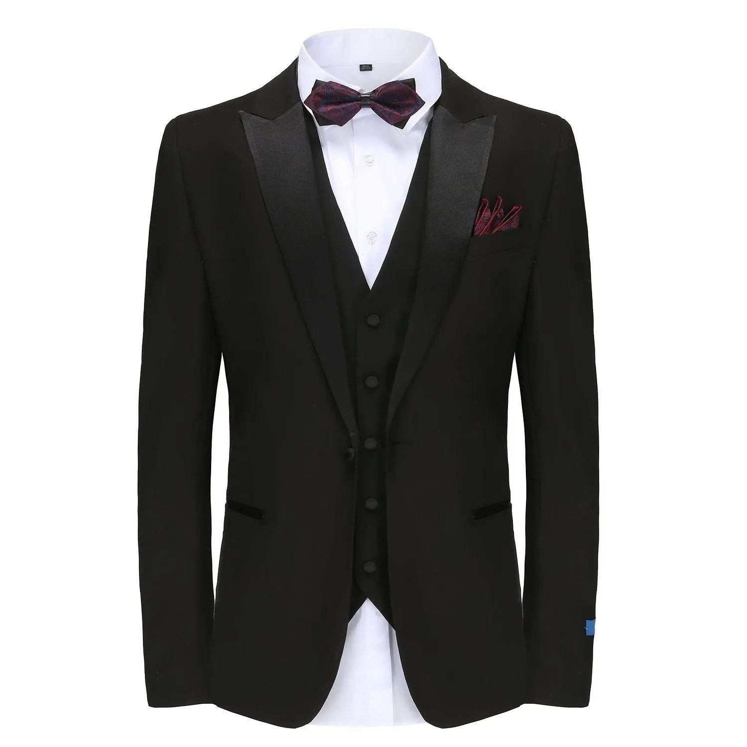 Men's Slim-Fit 3PC Satin Peak Lapel Tuxedo