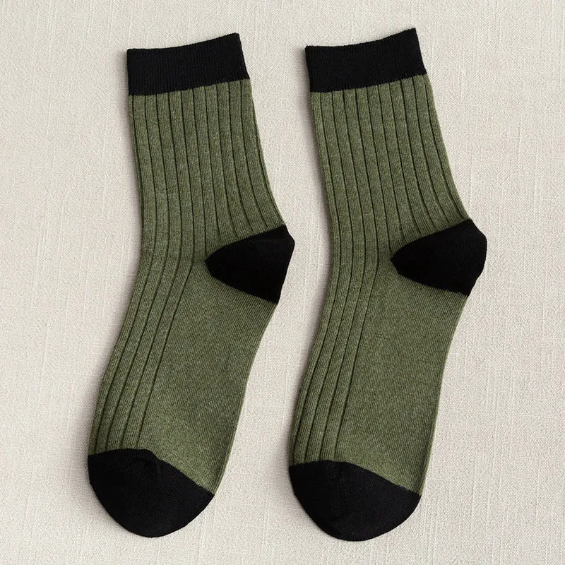 Men's Socks Autumn and Winter Cotton Color Matching Basic All-Matching Tube Socks