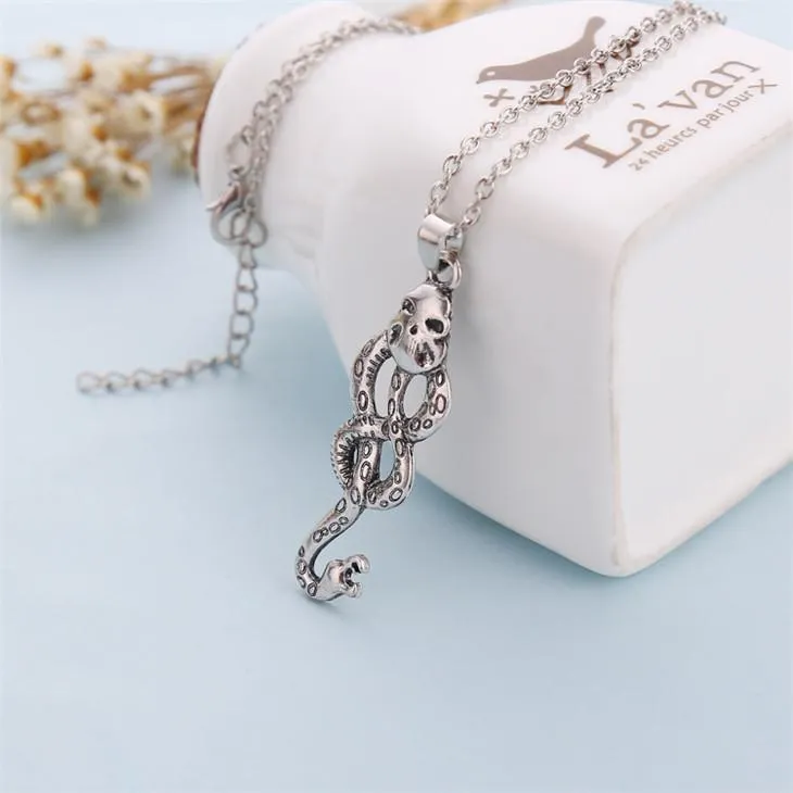 Men's Sterling Silver Snake Necklace Pendant