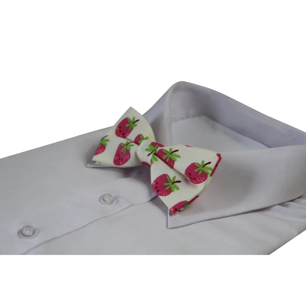 Mens Strawberry Fruit Patterned Bow Tie