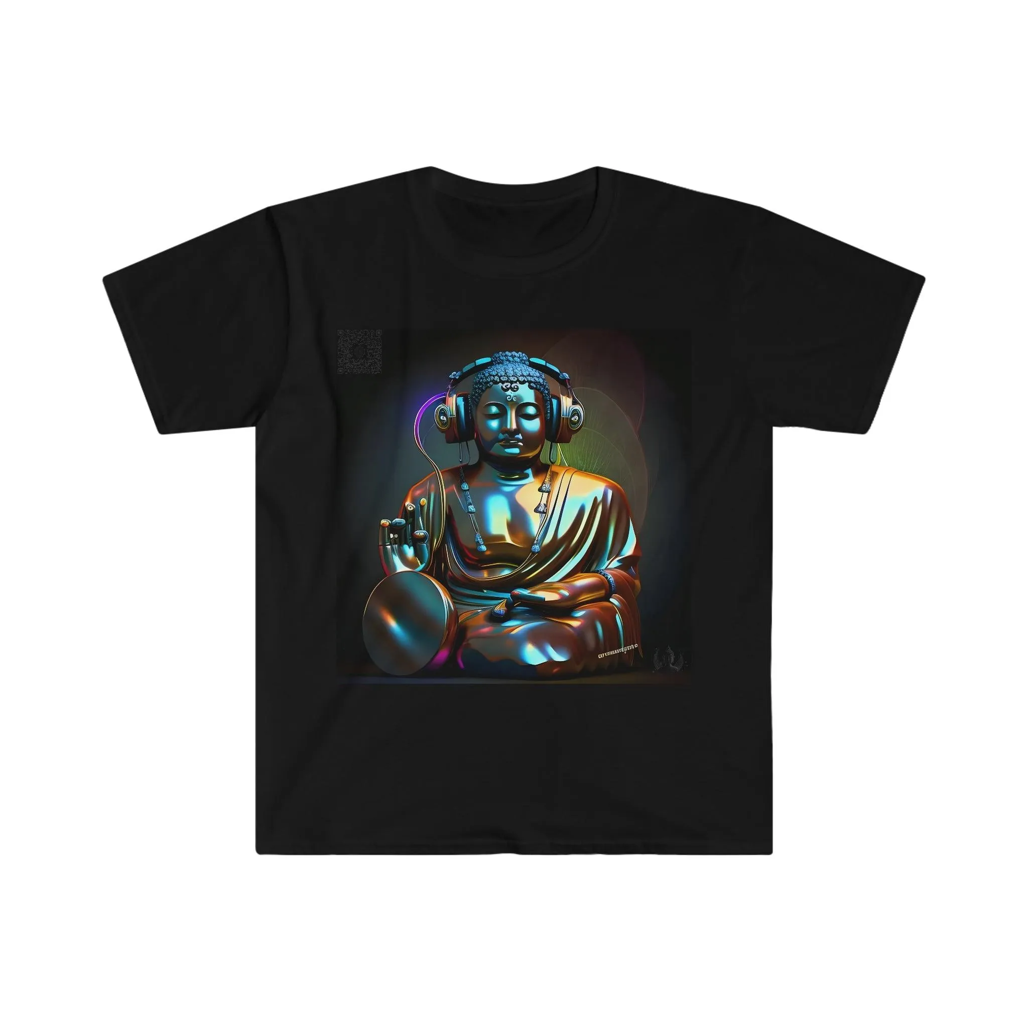 Meta Zen Future Retro v4 - Statue Of A Buddha With Headphones Subtle Smile - Ascii / Ansi Art - Alchemystics.Org