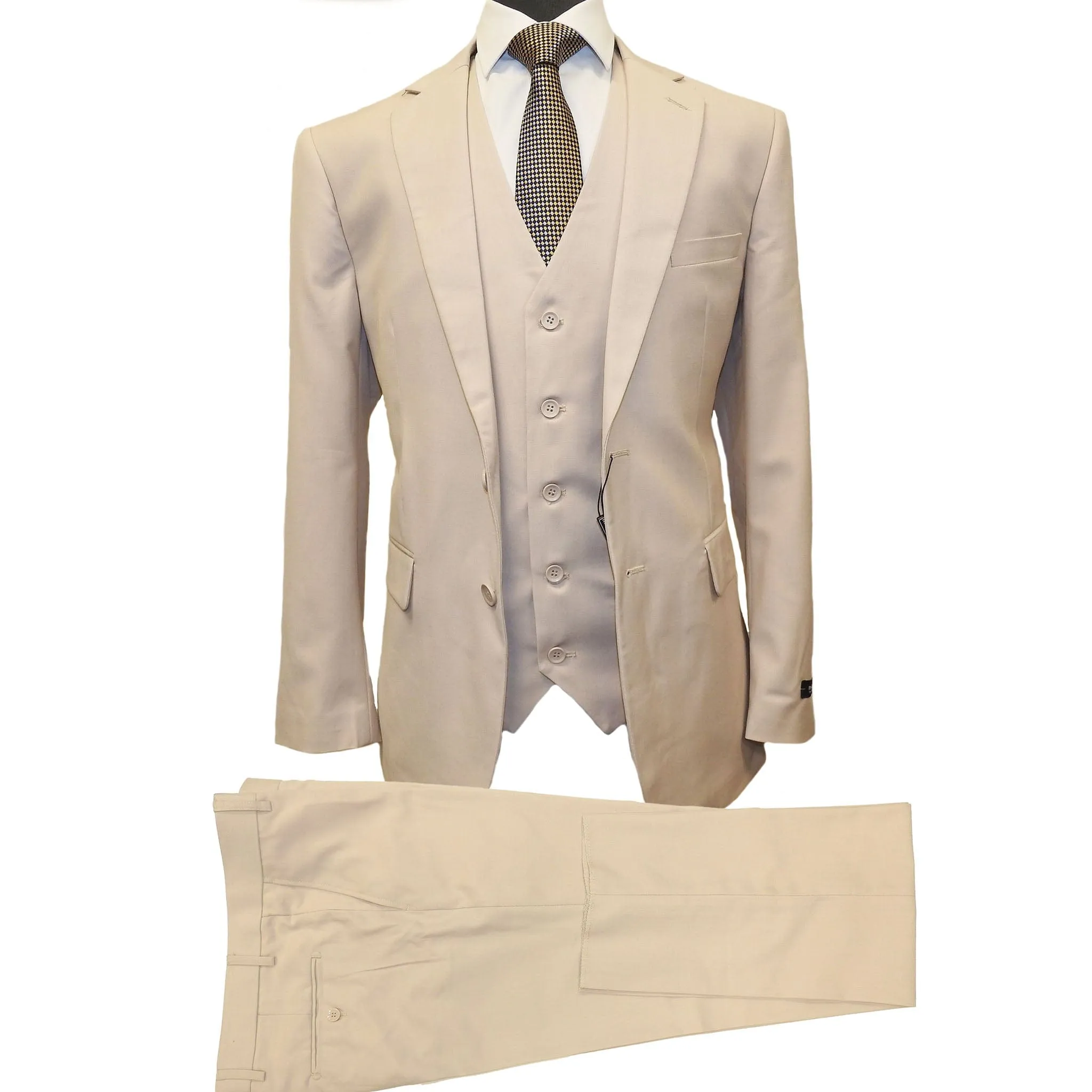 MILANO LABEL VESTED SUIT/BEIGE