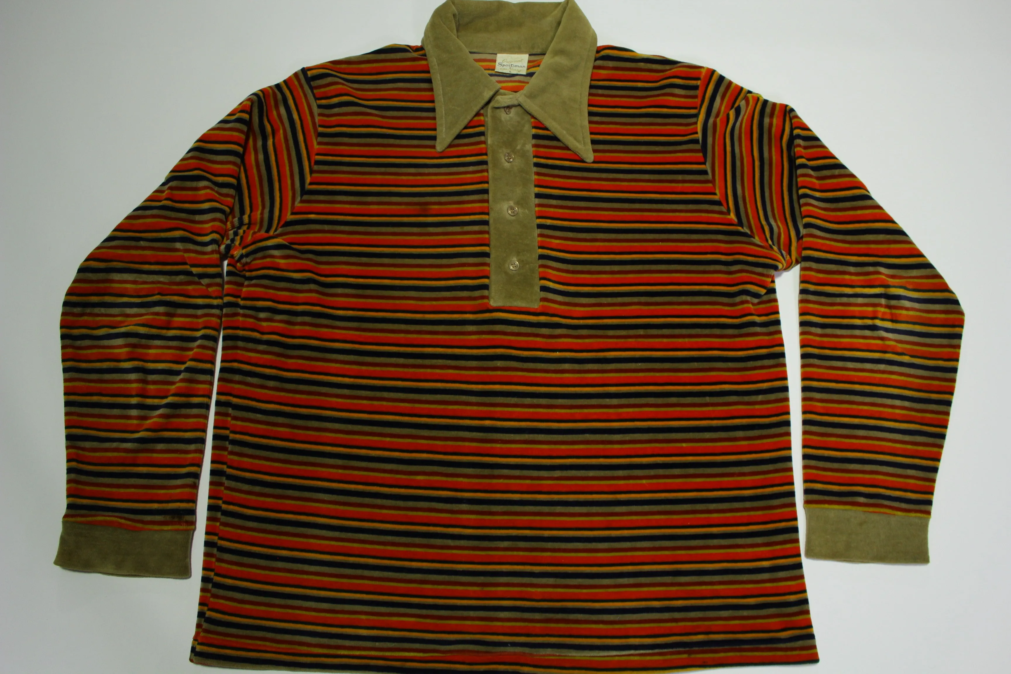 Original Sportsman by Cal-Made Velour Striped Vintage 60's Sweater