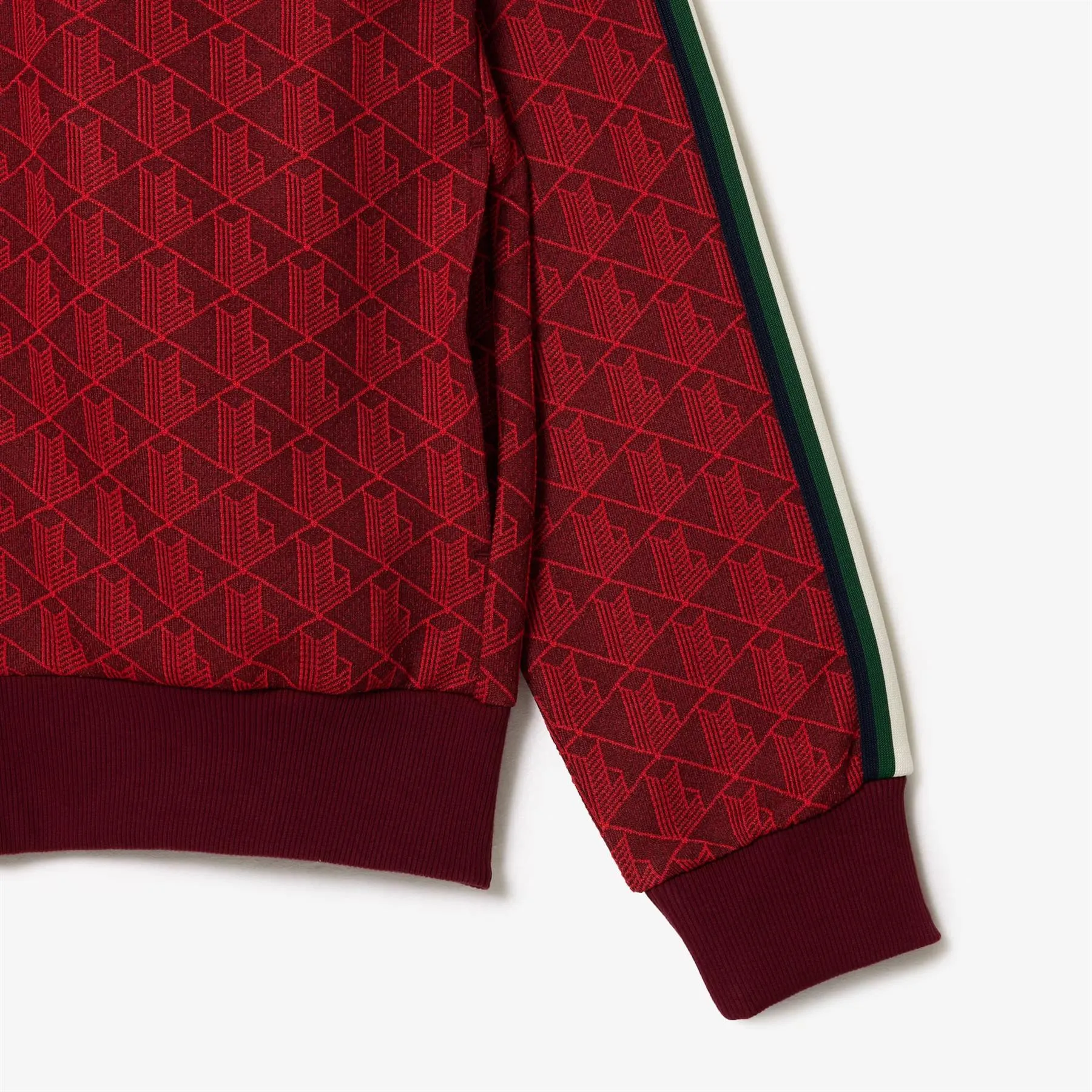 Paris Jacquard Monogram Full Zip Cotton Blend Mid Layer Red - AW23