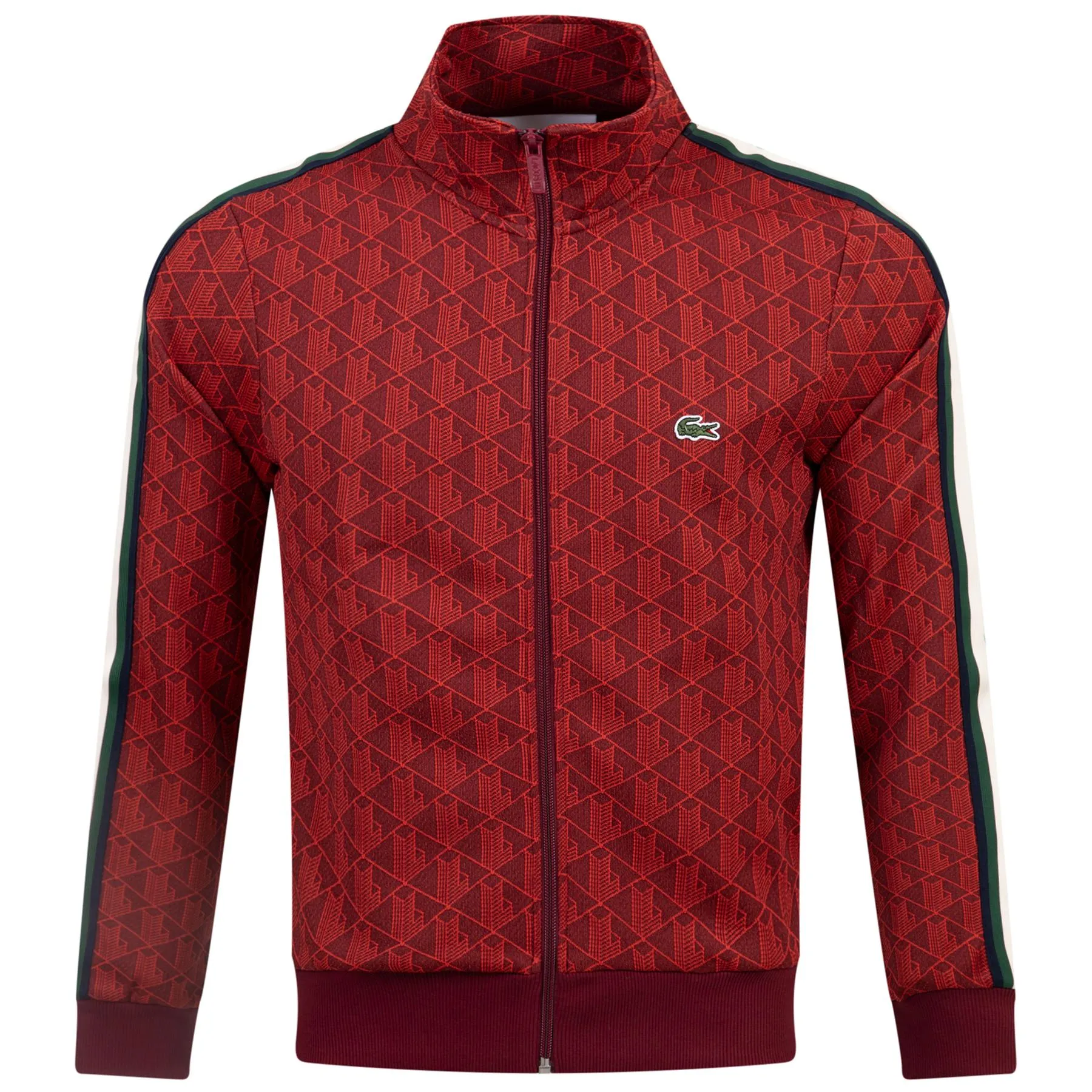 Paris Jacquard Monogram Full Zip Cotton Blend Mid Layer Red - AW23