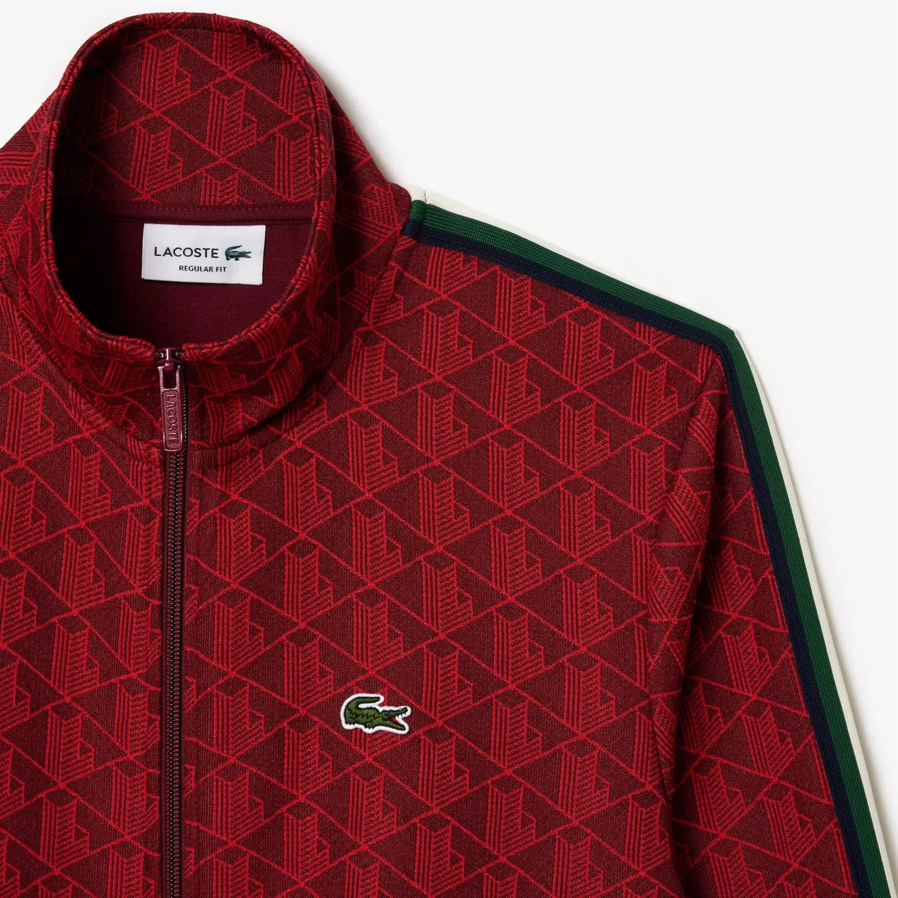 Paris Jacquard Monogram Full Zip Cotton Blend Mid Layer Red - AW23