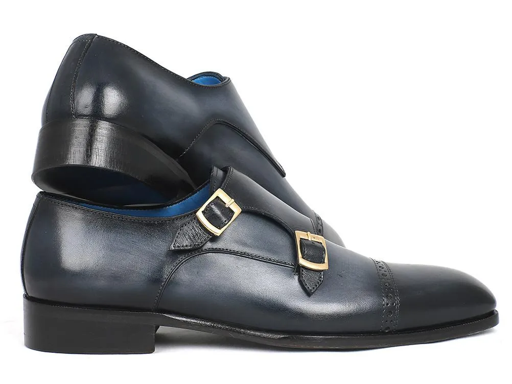 Paul Parkman Captoe Double Monkstraps Navy