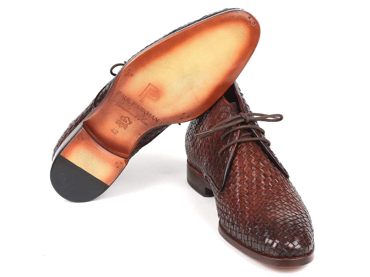 Paul Parkman Men's Brown Woven Leather Chukka Boots (ID#CK82WVN)