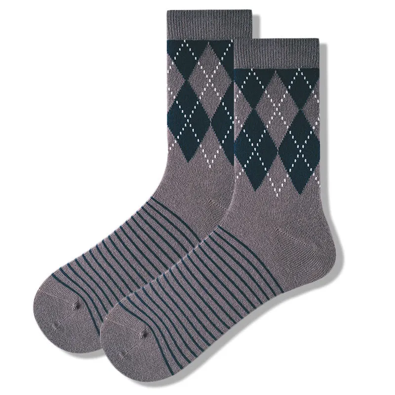 Plaid Men's Socks Tube Socks Cotton Socks