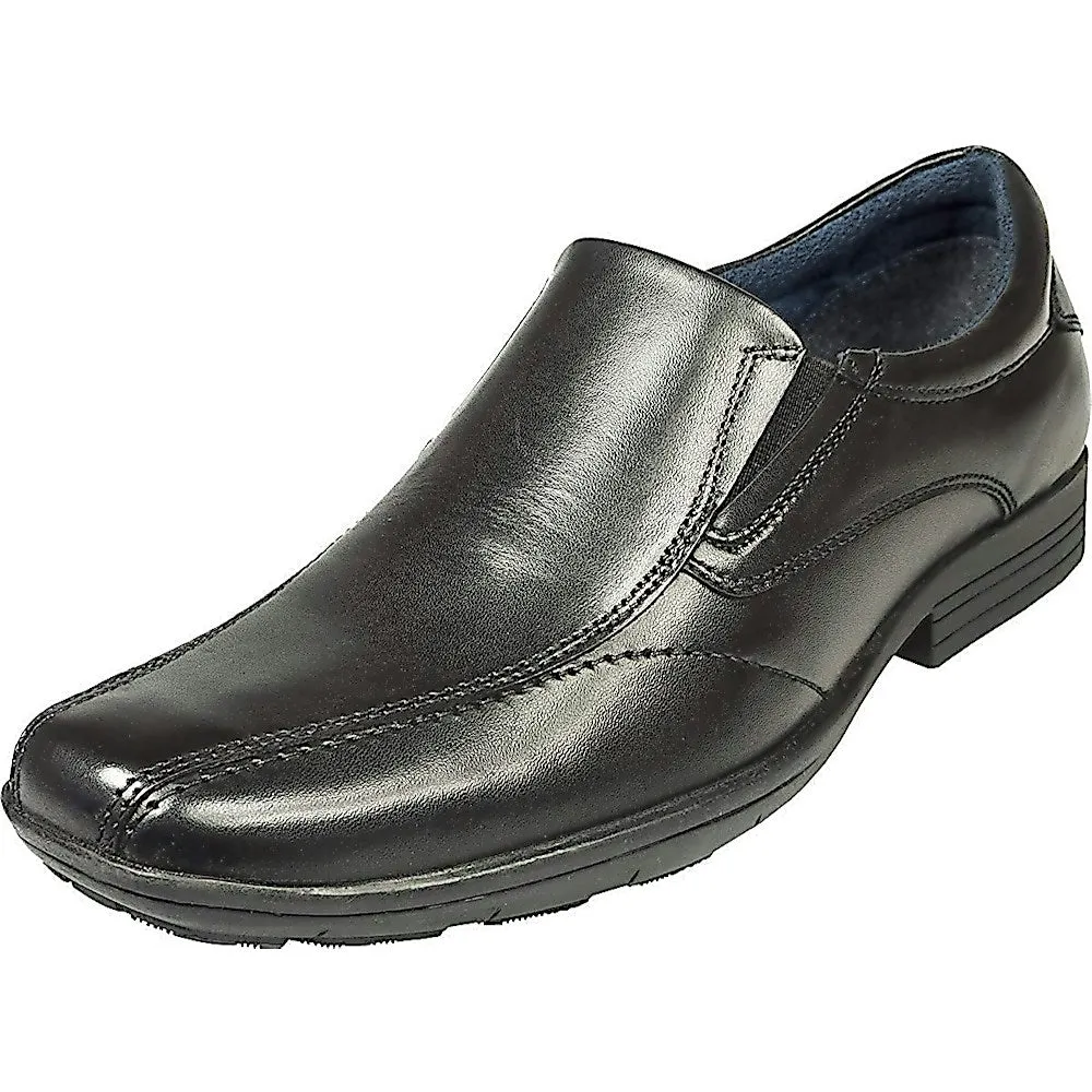 Pod Dundee mens all Black Leather Slip On Shoes 21045AA