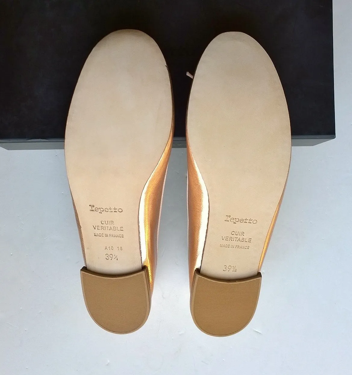 Repetto Rose Gold Leather Ballet Shoes Nu Ballerina Metallic Flats