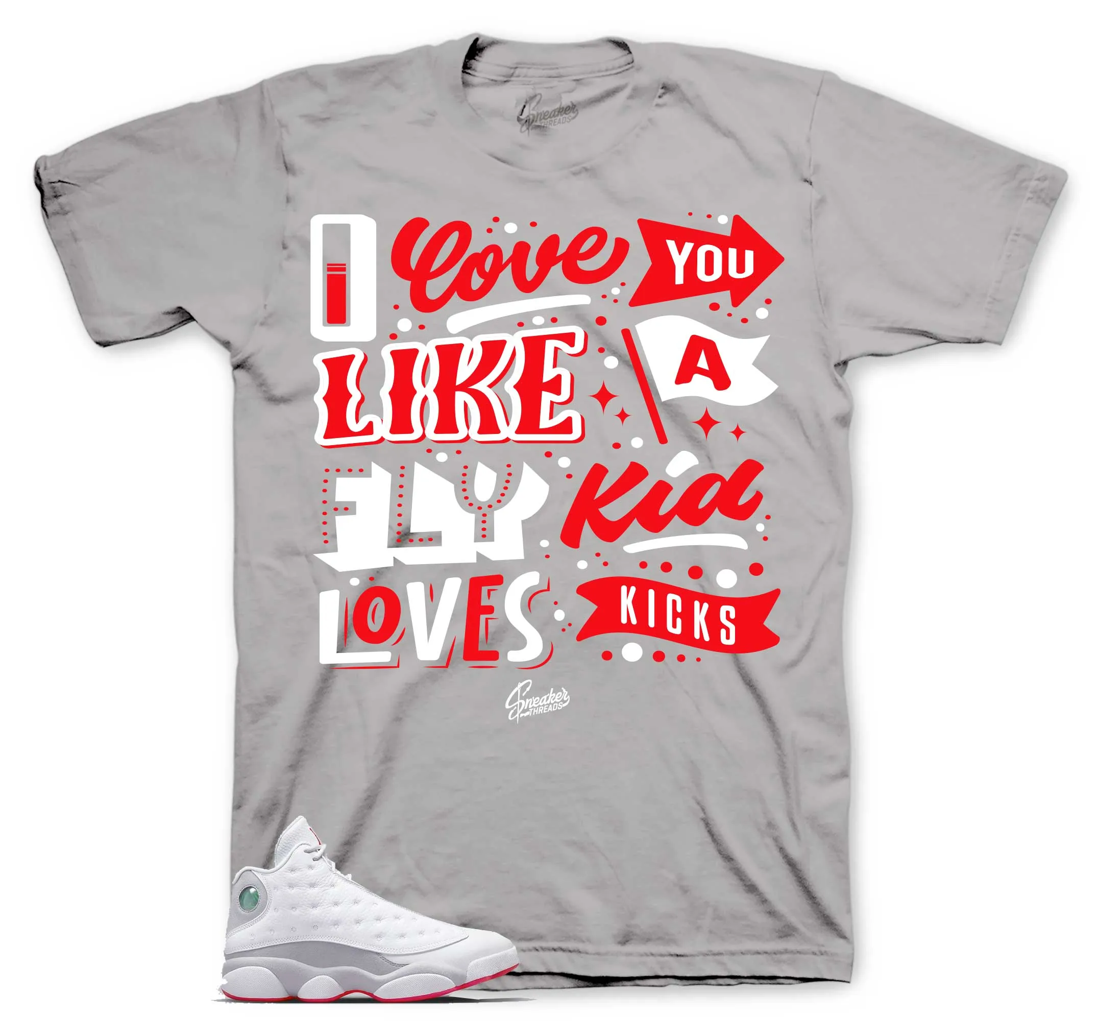 Retro 13 Wolf Grey Shirt - Love kicks - Grey