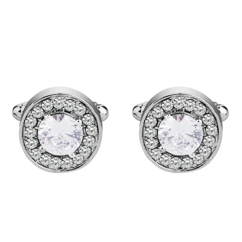 Round Purple Diamond Men's French Swank Cufflinks