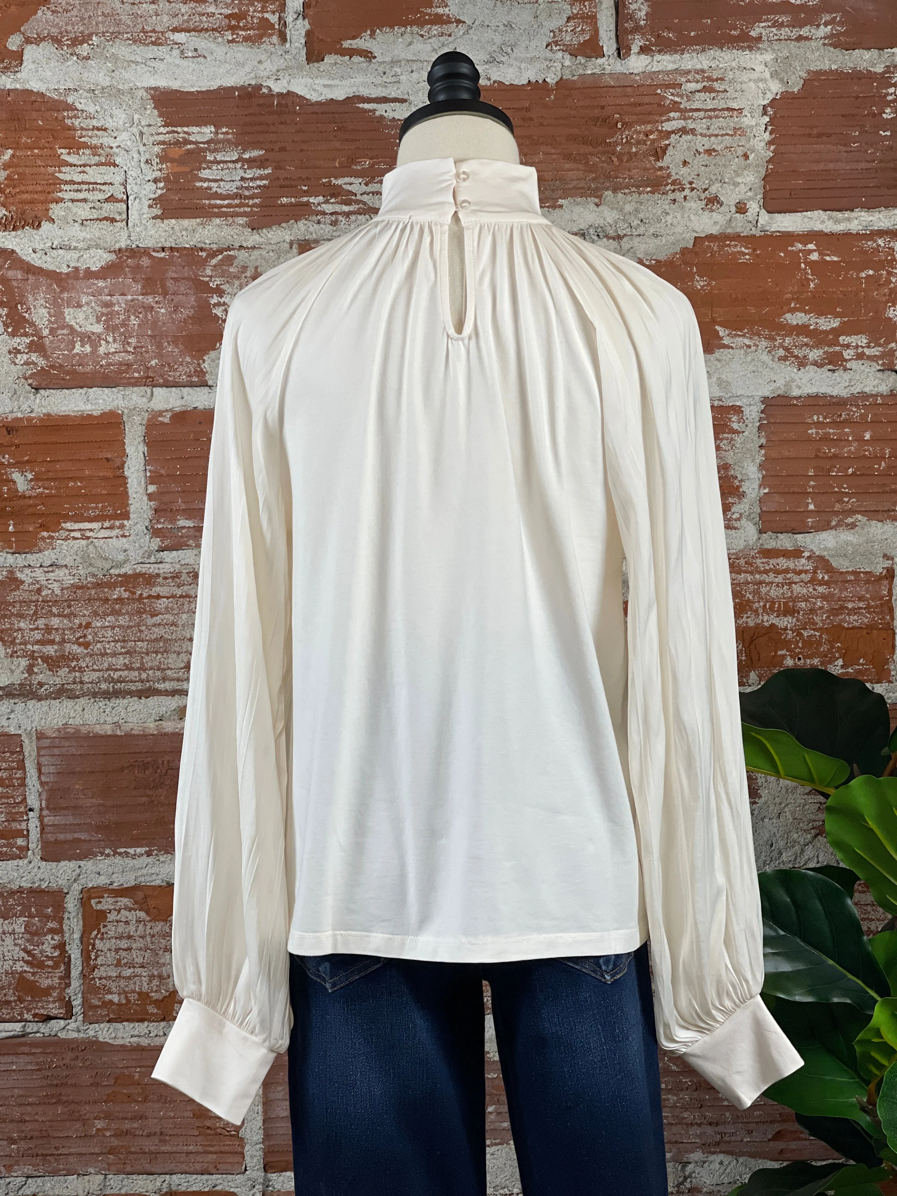 Sanctuary Sateen Mixed Media Top in Ivory