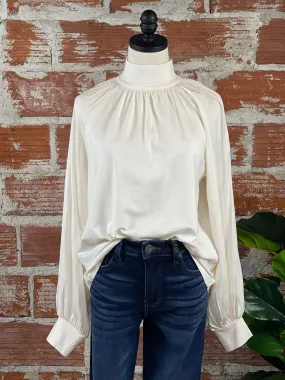 Sanctuary Sateen Mixed Media Top in Ivory