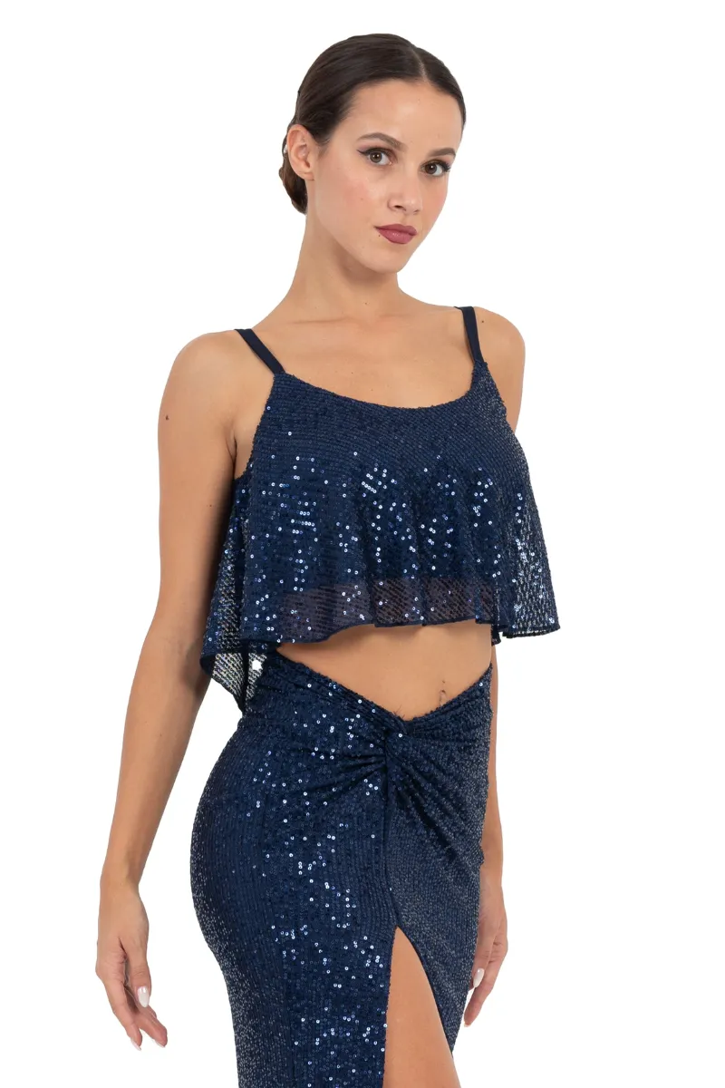 Sequinned Loose Crop Top