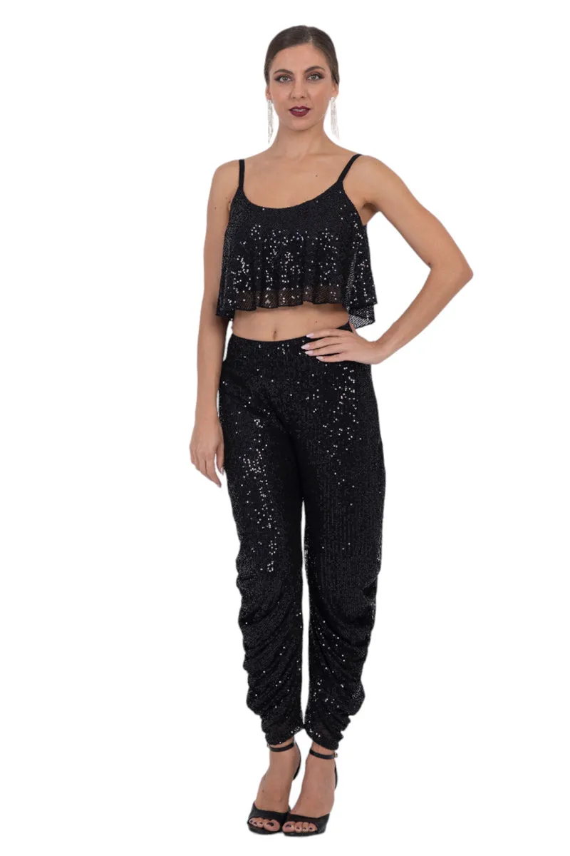 Sequinned Loose Crop Top