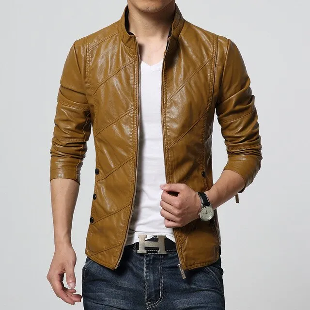 spring & autumn men leather jacket