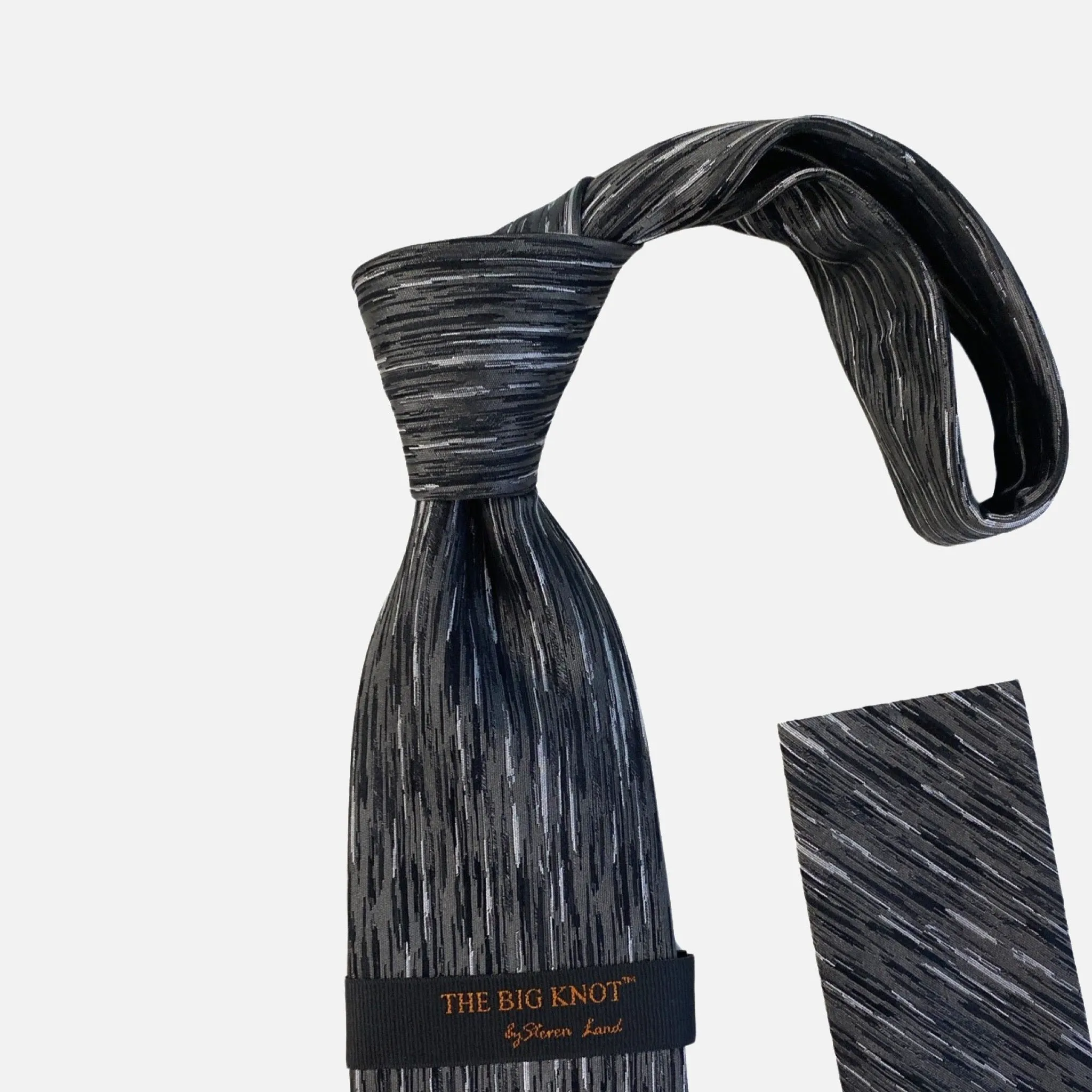 Steven Land “BW2420” Black/White Silk Tie and Hanky