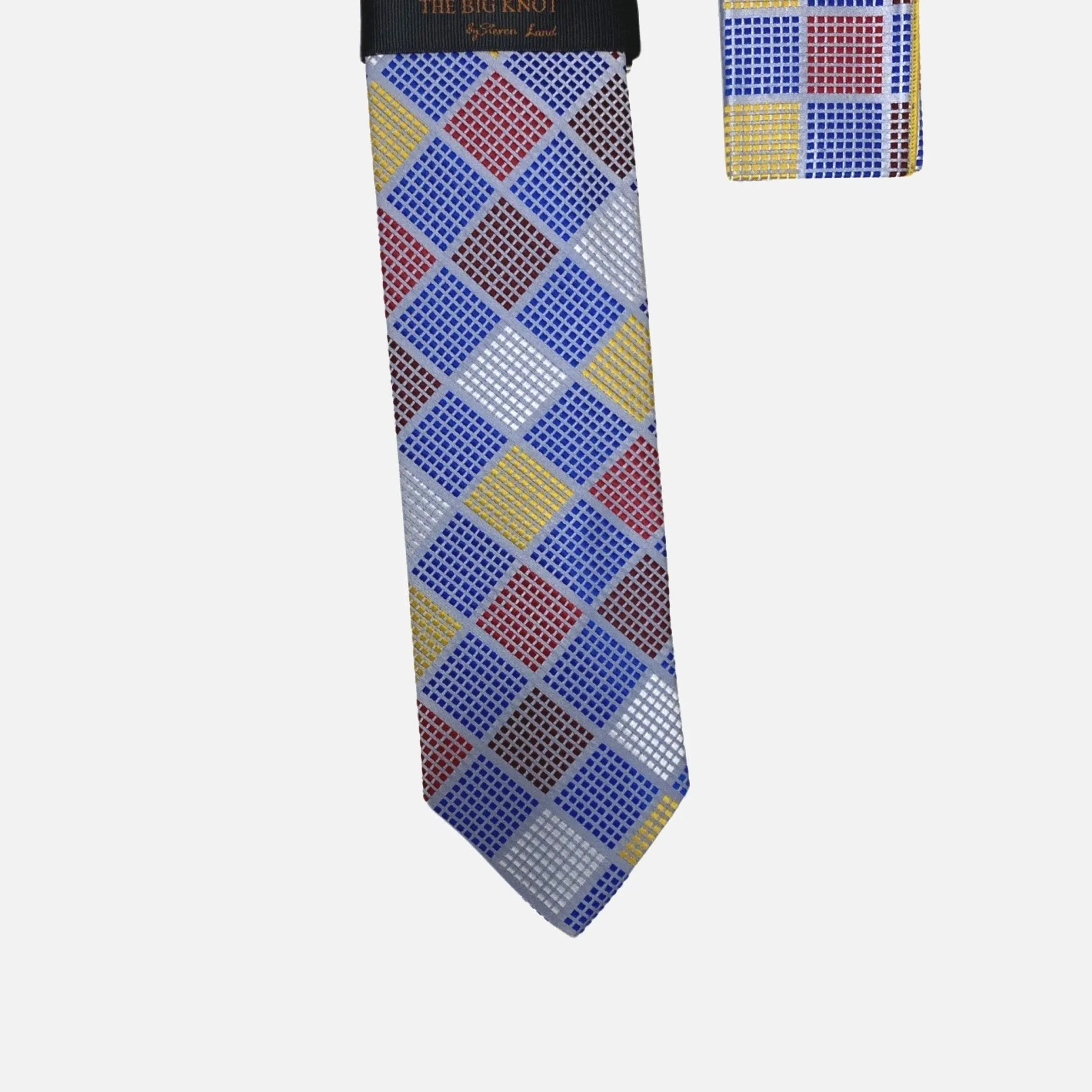 Steven Land “BW2425” Blue Silk Tie and Hanky