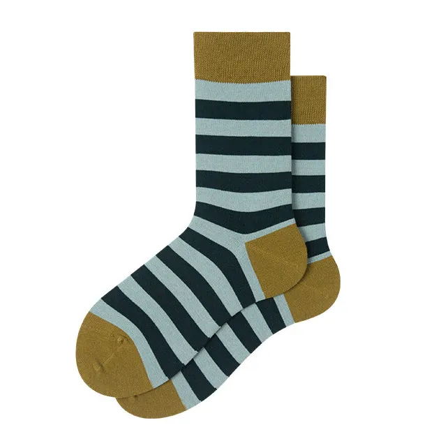 Striped Mid-Calf Length Socks Men's Cotton Socks