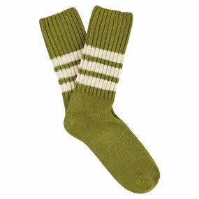 Stripes Crew Socks - Ecru Olive / Ecru