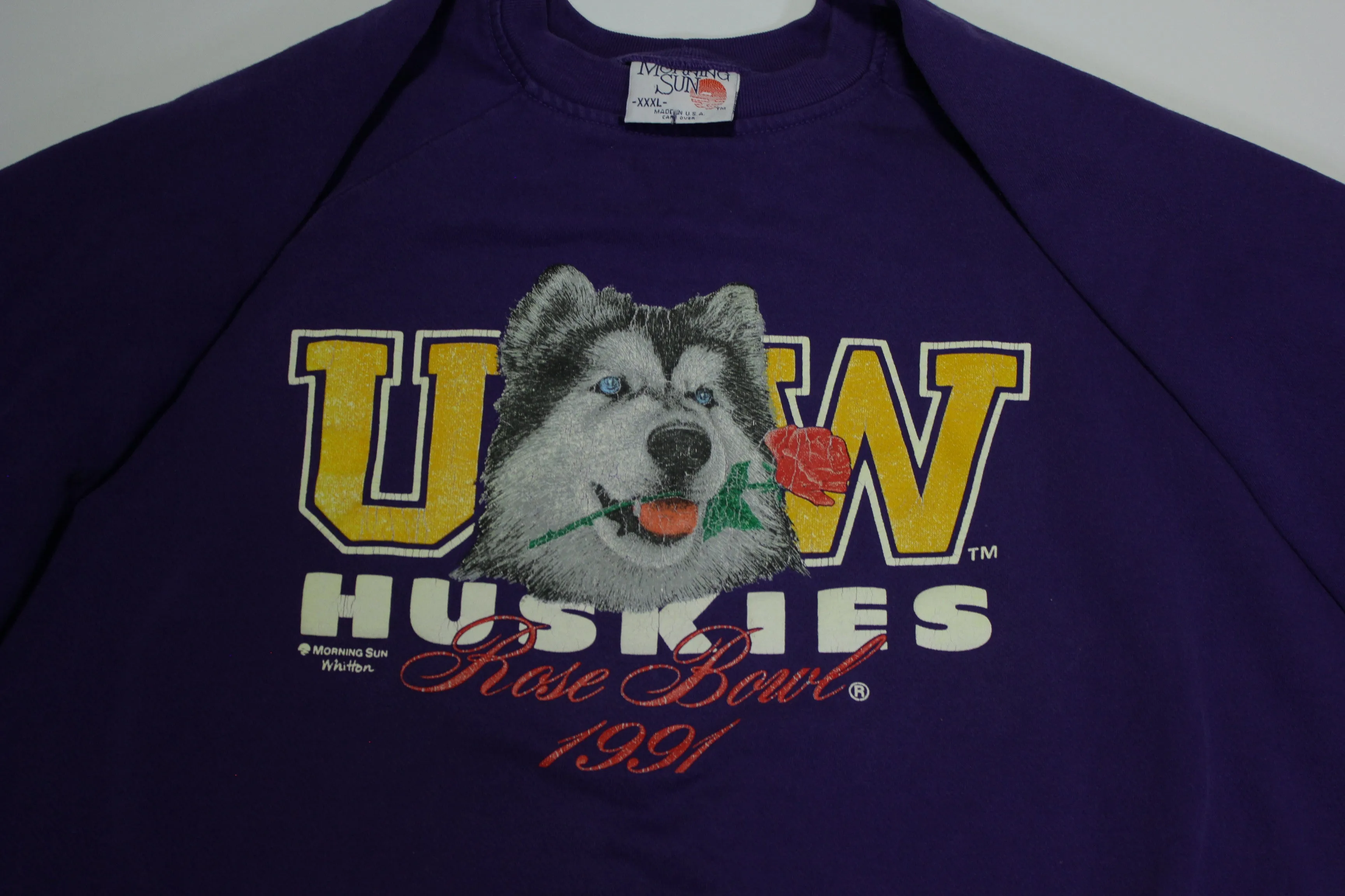 UW University of Washington Huskies Vintage 90's Rose Bowl 1991 Crewneck Sweatshirt